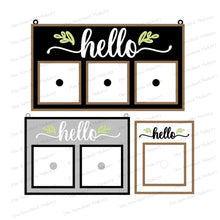 Load image into Gallery viewer, Interchangeable Hello Sign Frame Bundle SVG | Laser Cut File | Glowforge | Insert Frame | Seasonal Interchangeable
