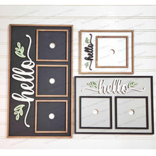 Load image into Gallery viewer, Interchangeable Hello Sign Frame Bundle SVG | Laser Cut File | Glowforge | Insert Frame | Seasonal Interchangeable
