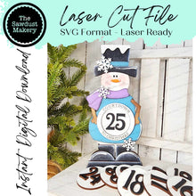 Load image into Gallery viewer, Standing Countdown Snowman SVG File | Laser Cut File | Christmas SVG File | Winter SVG | Christmas Shelf Sitter | Countdown to Christmas
