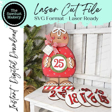 Load image into Gallery viewer, Standing Countdown Gingerbread SVG Laser Cut File | Christmas SVG File | Gingerbread SVG | Christmas Shelf Sitter | Countdown to Christmas
