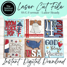 Load image into Gallery viewer, Patriotic Summer Laser Cut File | Farmhouse Interchangeable Leaning Sign Bundle File SVG | Glowforge | Farmhouse Signs
