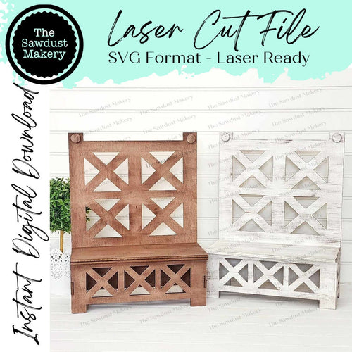 Farmhouse Chair Display Stand SVG | Display Bench SVG | Laser Cut File | Tiered Tray Holder SVG | Home Decor Mantle svg file