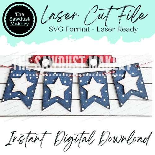 Star Banner SVG | Laser Cut File | Glowforge | 4th of July SVG | Banner SVG | Banner | Mini Banner svg | Summer Svg | Patriotic svg