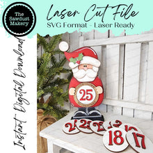 Load image into Gallery viewer, Standing Countdown Santa SVG File | Laser Cut File | Christmas SVG File | Santa SVG | Christmas Shelf Sitter | Countdown to Christmas
