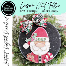 Load image into Gallery viewer, Jolly Santa 10.5&quot; Door Hanger SVG File | Laser Cut File | Christmas SVG File | Door Hanger SVG | Santa Claus Laser file | Christmas svg
