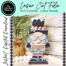 Load image into Gallery viewer, Large Snowman Gnome SVG File | Laser Cut File | Standing Snowman Gnome SVG | Gnome | Gnome Shelf Sitter | Snowman Gnome SVG
