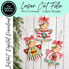 Load image into Gallery viewer, Christmas Angel Ornament SVG File | Laser Cut File | Glowforge | Angel SVG | Christmas SVG | Believe svg | Gingerbread | Joy
