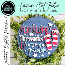 Load image into Gallery viewer, Patriotic Door Hanger Bundle Laser File | 4th of July | Round Door Hanger Bundle | Laser SVG Bundle File | Laser Cut File | America SVG
