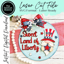 Load image into Gallery viewer, Patriotic Door Hanger Bundle Laser File | 4th of July | Round Door Hanger Bundle | Laser SVG Bundle File | Laser Cut File | America SVG
