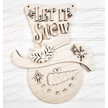 Load image into Gallery viewer, Let it Snow Snowman Door Hanger SVG | Snowman laser cut file Let it Snow | Glowforge | Snowman Door Hanger | Let it Snow SVG | Winter SVG
