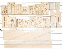 Load image into Gallery viewer, Give Thanks &amp; Harvest Word Blocks SVG | Fall Word Block SVG | SVG File | Laser Cut File | Glowforge | Mantle Decor svg | Thanksgiving svg
