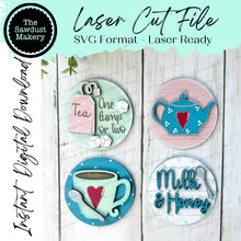 Load image into Gallery viewer, Tea Bundle Seasonal Rounds | Candy/Mason Jar Lid | Cookie Jar lid | Interchangeable Frame SVG | Laser Cut File | Interchangeable Frame
