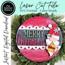 Load image into Gallery viewer, Christmas Door Hanger Bundle Laser File | Santa SVG | Gnome | Round Door Hanger Bundle | Laser SVG Bundle File | Mrs. Claus SVG
