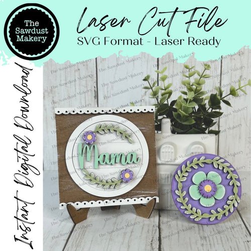 Mother's Day Seasonal Round Sign Frame Bundle | Candy/Mason Jar Lid | Cookie Jar lid | Interchangeable Frame SVG | Laser Cut File