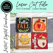 Load image into Gallery viewer, Fall Harvest Sign Laser Cut File | Laser Cut File | Interchangeable Frame | Fall Leaning Ladder| Sweater Weather | Pumpkin Spice SVG
