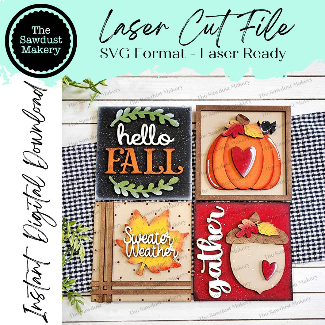 Fall Harvest Sign Laser Cut File | Laser Cut File | Interchangeable Frame | Fall Leaning Ladder| Sweater Weather | Pumpkin Spice SVG