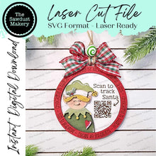 Load image into Gallery viewer, Elf Santa Tracker Christmas Ornament SVG File | Laser Cut File | Santa&#39;s Elf Christmas Ornament | Ornament SVG | Elf Laser Svg
