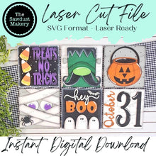 Load image into Gallery viewer, Hey Boo Halloween Sign Bundle Laser Cut File | Farmhouse Interchangeable Leaning Sign Bundle SVG | Glowforge | Farmhouse Sign | Mummy Svg
