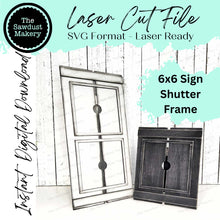 Load image into Gallery viewer, Interchangeable Shutter Farmhouse Sign Frame Bundle SVG | Laser Cut File | Glowforge | 6&quot; x 6&quot; Sign Insert Frame | Seasonal Interchangeable
