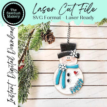 Load image into Gallery viewer, Snowman Scarf Ornament SVG File | Laser Cut File | Christmas Ornament SVG | Ornament Bundle SVG | Snowman Ornament Svg
