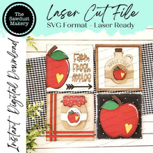 Load image into Gallery viewer, Fall Apple Sign Laser Cut File | Laser Cut File | Interchangeable Frame | Apple Sign Inserts | Apple SVG | Fall Sign Bundle
