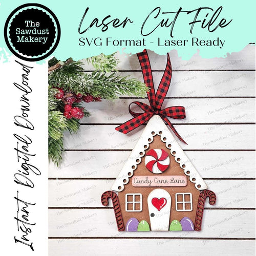 Gingerbread House Christmas Ornament SVG File | Laser Cut File | Christmas Ornament SVG | Ornament SVG | Reindeer Laser Svg