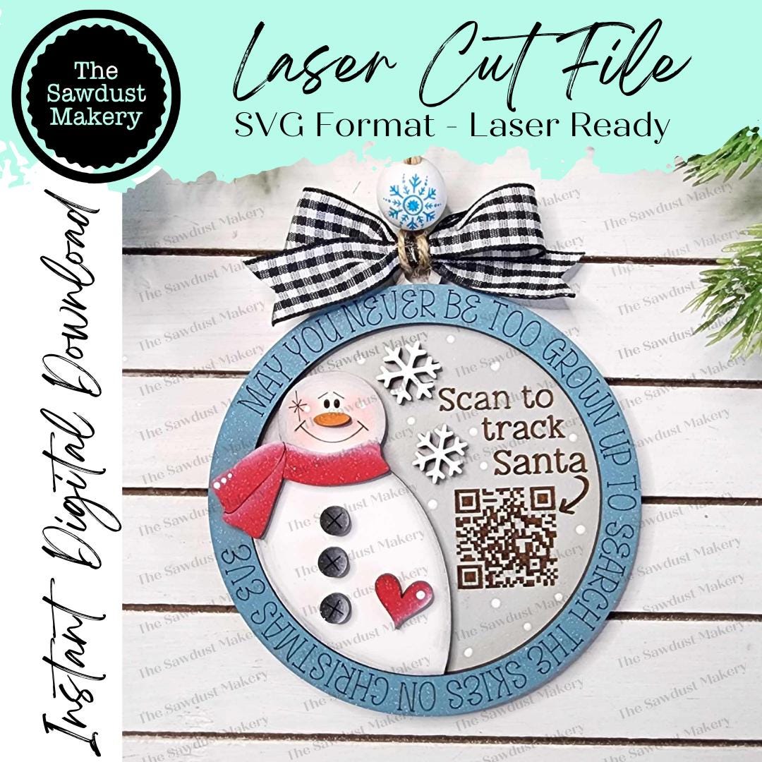 Snowman Santa Tracker Christmas Ornament SVG File | Laser Cut File | S ...