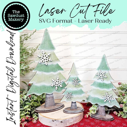 Standing Vintage Christmas Tree Trio Christmas SVG File | Laser Cut File | Christmas SVG | Christmas Tree SVG | Vintage Christmas svg