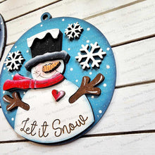 Load image into Gallery viewer, Let it Snow Snowman Christmas Ornament SVG File | Laser Cut File | Christmas Ornament SVG | Ornament SVG | Snowman Ornament svg
