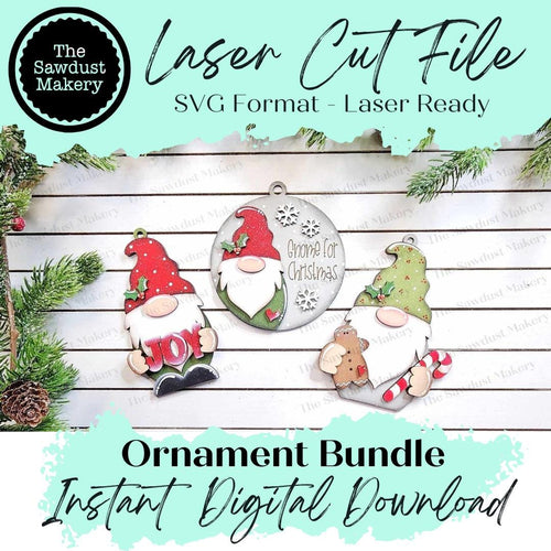 Christmas Gnome Ornament Bundle SVG File | Laser Cut File | Christmas Ornament SVG | Ornament SVG | Gnome Ornament Svg