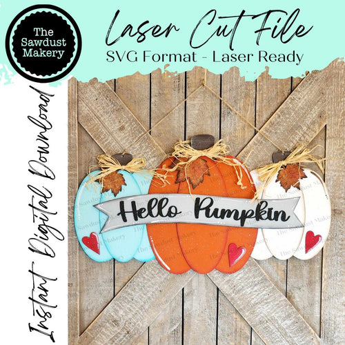 Hello Pumpkin Door Hanger SVG File | Laser Cut File | Glowforge | Pumpkin | Hello Pumpkin | Pumpkin svg | Fall Pumpkin SVG