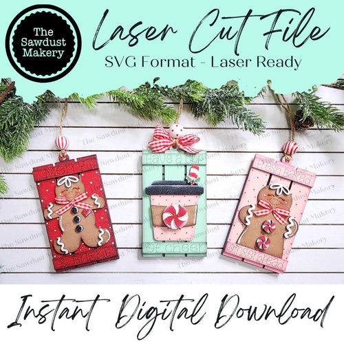 Gingerbread Pallet Christmas Ornament Bundle Laser Cut SVG File | Christmas Ornament SVG | Ornament Bundle SVG | Gingerbread Ornament