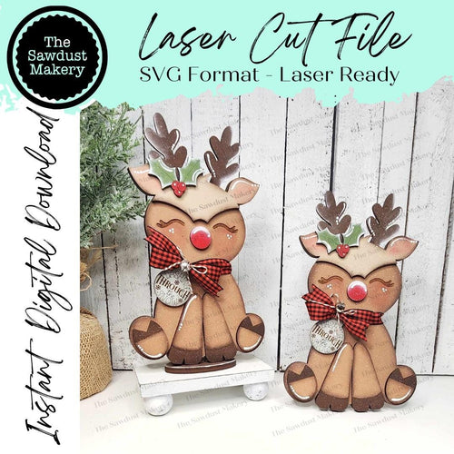 Sitting Reindeer Shelf Sitter Christmas SVG File | Laser Cut File | Christmas Reindeer SVG | Christmas SVG | Reindeer Laser Svg