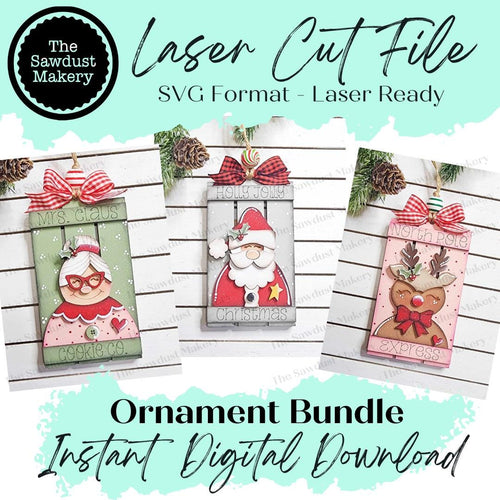 North Pole Pallet Christmas Ornament Bundle SVG File | Laser Cut File | Christmas Ornament SVG | Ornament Bundle SVG | Snowman Ornament Svg