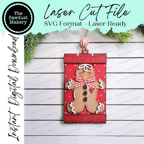 Merry & Bright Gingerbread Pallet Christmas Ornament Bundle Laser Cut SVG | Christmas Ornament SVG | Ornament SVG | Gingerbread Ornament