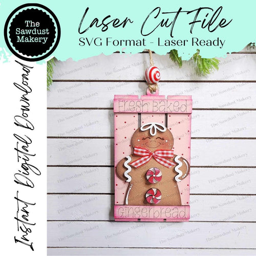 Fresh Baked Gingerbread Pallet Christmas Ornament Bundle Laser Cut SVG File | Christmas Ornament SVG | Ornament SVG | Gingerbread Ornament
