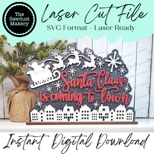 Santa Claus Word Art Shelf Sitter Standing Sign File SVG | Christmas Laser Cut File | Christmas Mantle decor | Christmas SVG | Word Art Svg