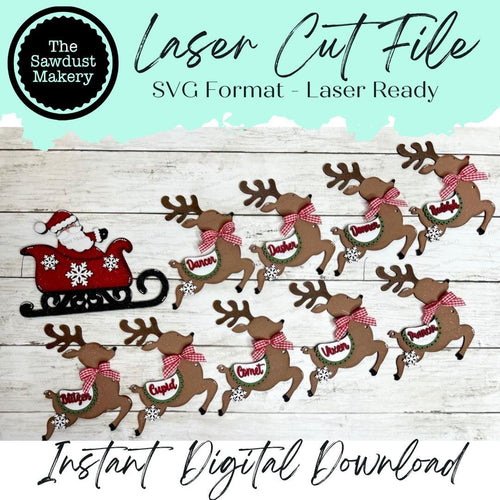 Santa Reindeer Christmas Banner SVG | Laser Cut File | Glowforge | Christmas SVG | Mantle Decor | Banner | Christmas SVG