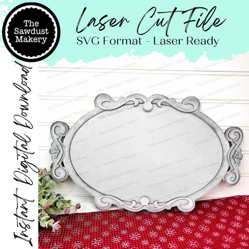 Vintage Cookie Tray SVG File | Laser Cut File | Glowforge | Christmas tray svg | Vintage Christmas | Christmas Eve | Display tray svg