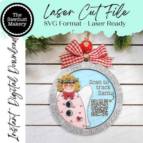 Angel Santa Tracker Christmas Ornament SVG File | Laser Cut File | Santa Christmas Ornament SVG | Ornament SVG | Angel Laser Svg
