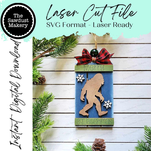 Sasquatch Christmas Pallet Christmas Gift Card Holder Ornament SVG File | Laser Cut File | Christmas Ornament SVG | Ornament SVG