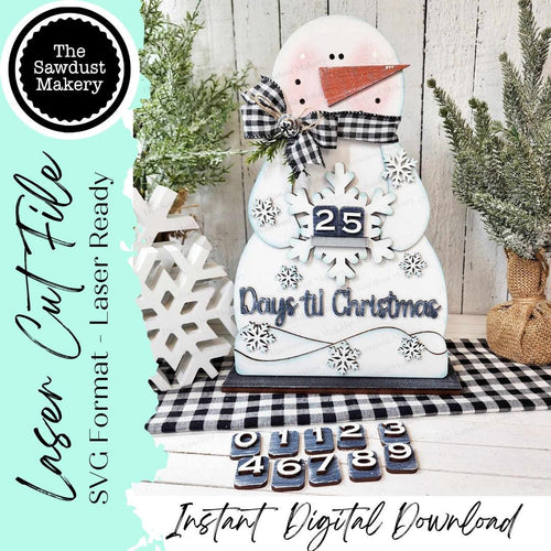 Snowman Christmas Countdown Shelf Sitter SVG File | Laser Cut File | Glowforge | Snowman SVG | Countdown to Christmas svg | Snowman