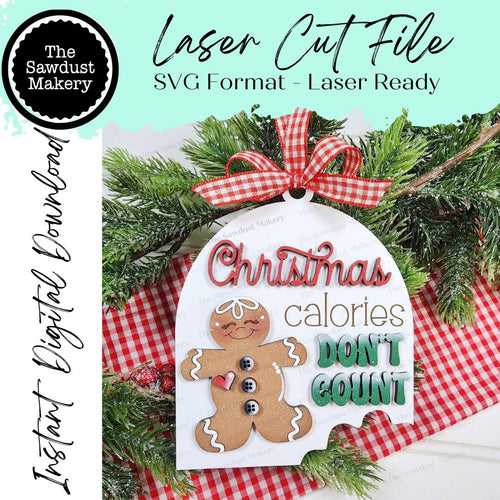 Gingerbread Christmas Calories Ornament SVG File | Laser Cut File | Gingerbread Christmas Ornament SVG | Christmas Svg