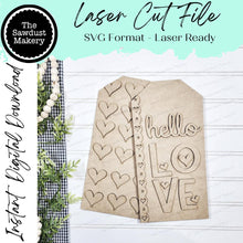 Load image into Gallery viewer, Hello Love Valentine Tag Door Hanger SVG File | Laser Cut File | Valentine SVG File | Door Hanger SVG | Hello Love svg
