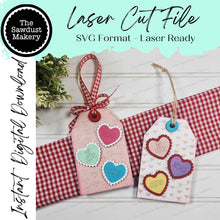 Load image into Gallery viewer, Valentine Hearts Gift Card Holder Laser Cut SVG File | Valentine Card Holders | Laser SVG File | Glowforge | Gift Tag SVG
