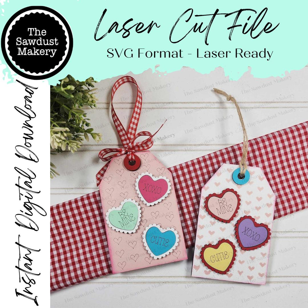 Valentine Hearts Gift Card Holder Laser Cut SVG File | Valentine Card Holders | Laser SVG File | Glowforge | Gift Tag SVG