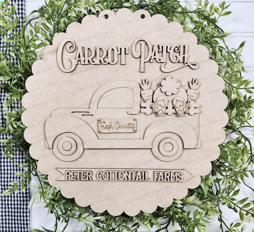 Carrot Patch Cottontail Farms Door hanger SVG Laser File | Easter Laser Cut File | Laser Cut SVG | Easter Truck Door Hanger