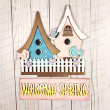 Load image into Gallery viewer, Add-on for Interchangeable Window Box | Birdhouse Welcome Spring Window Box Insert SVG | Laser Cut File | Window Box Shelf Sitter
