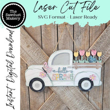 Load image into Gallery viewer, Hello Spring Truck Door hanger SVG Laser File | Spring Laser Cut Files | Laser cut SVG | Glowforge | Spring Door Hanger svg | Spring svg
