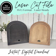 Load image into Gallery viewer, Interchangeable Small Double Framed Arched Boho Sign Frame SVG | Laser Cut File | Boho Frame | Seasonal Interchangeable SVG
